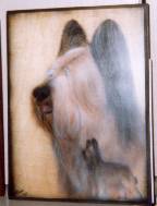 Briard Portrait on Wood by Dog Show Portraitist Alice Furlong